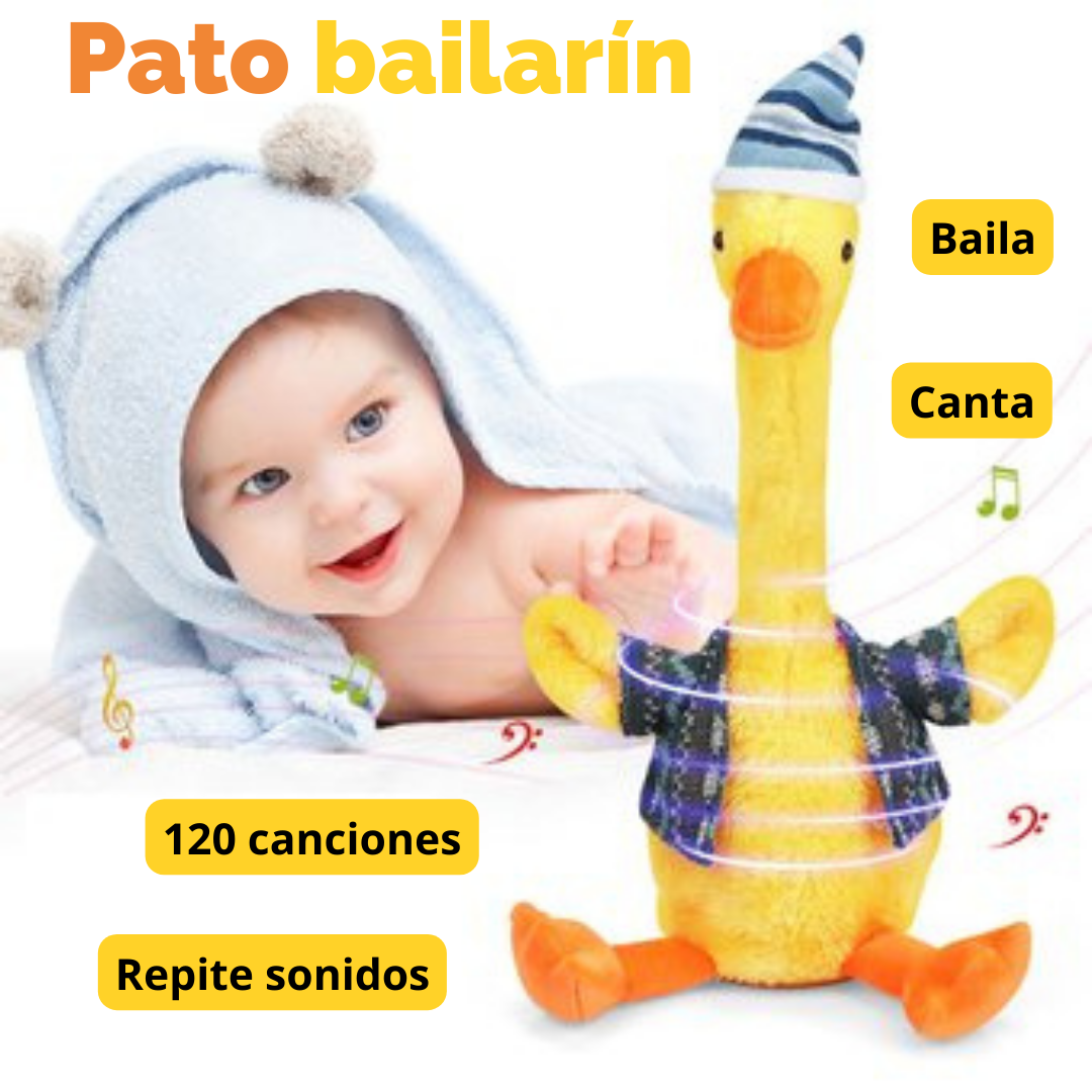 Pato Bailarín que Repite Sonidos: Peluche Musical para Niños con Canciones Divertidas